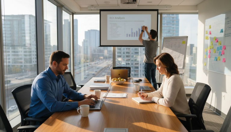 Marketing team analyzing targeted campaign results