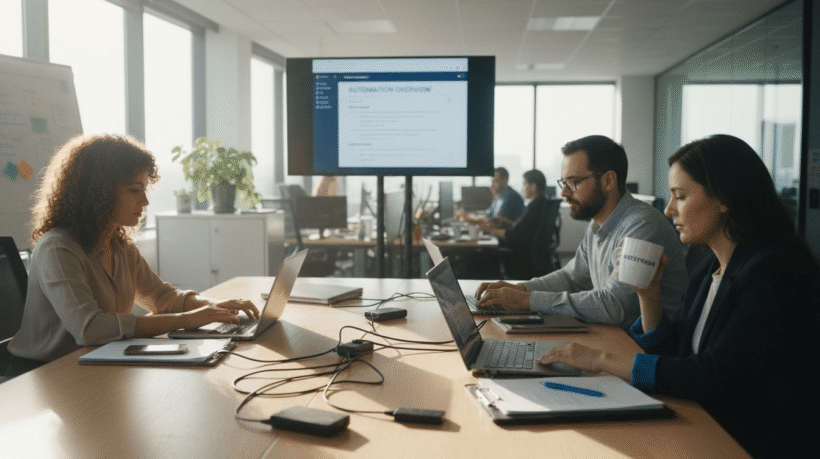 E-commerce team working on marketing automation tools