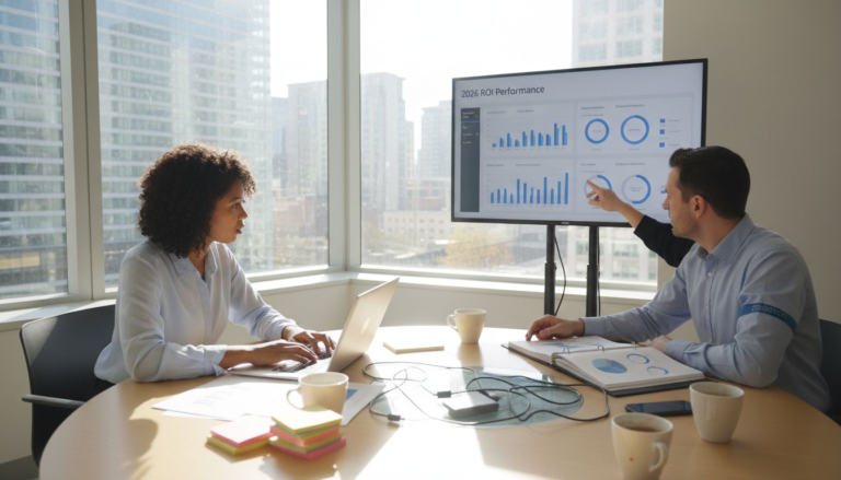 Team planning omni-channel campaign in office