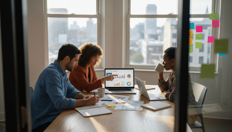 Marketing team planning multi-channel campaign