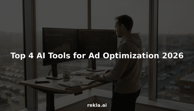 Marknadsförare vid skrivbordet som tittar på AI-kampanjens instrumentpanel